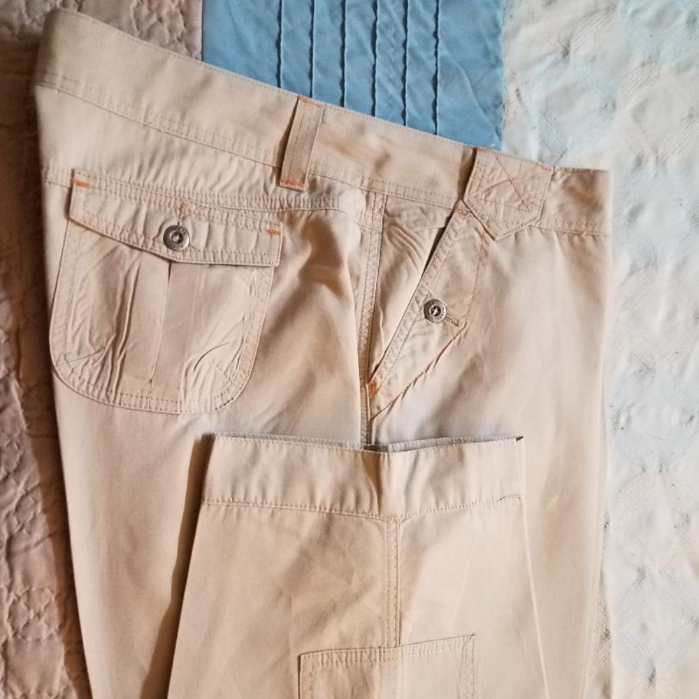 Beige Capri Cargo Pants